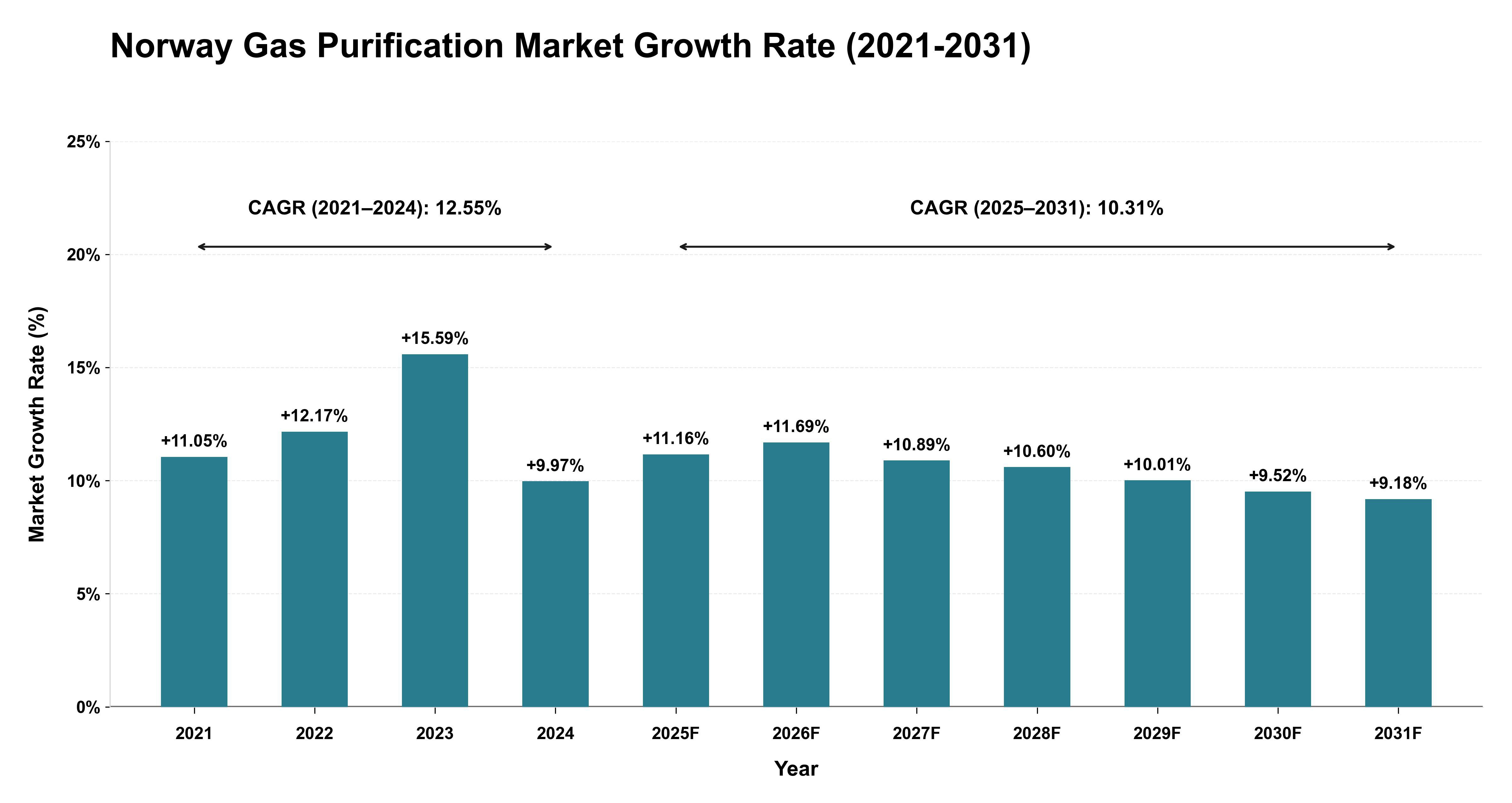 Norway Gas Purification Market Growth Rate Analysis (2021-2031)