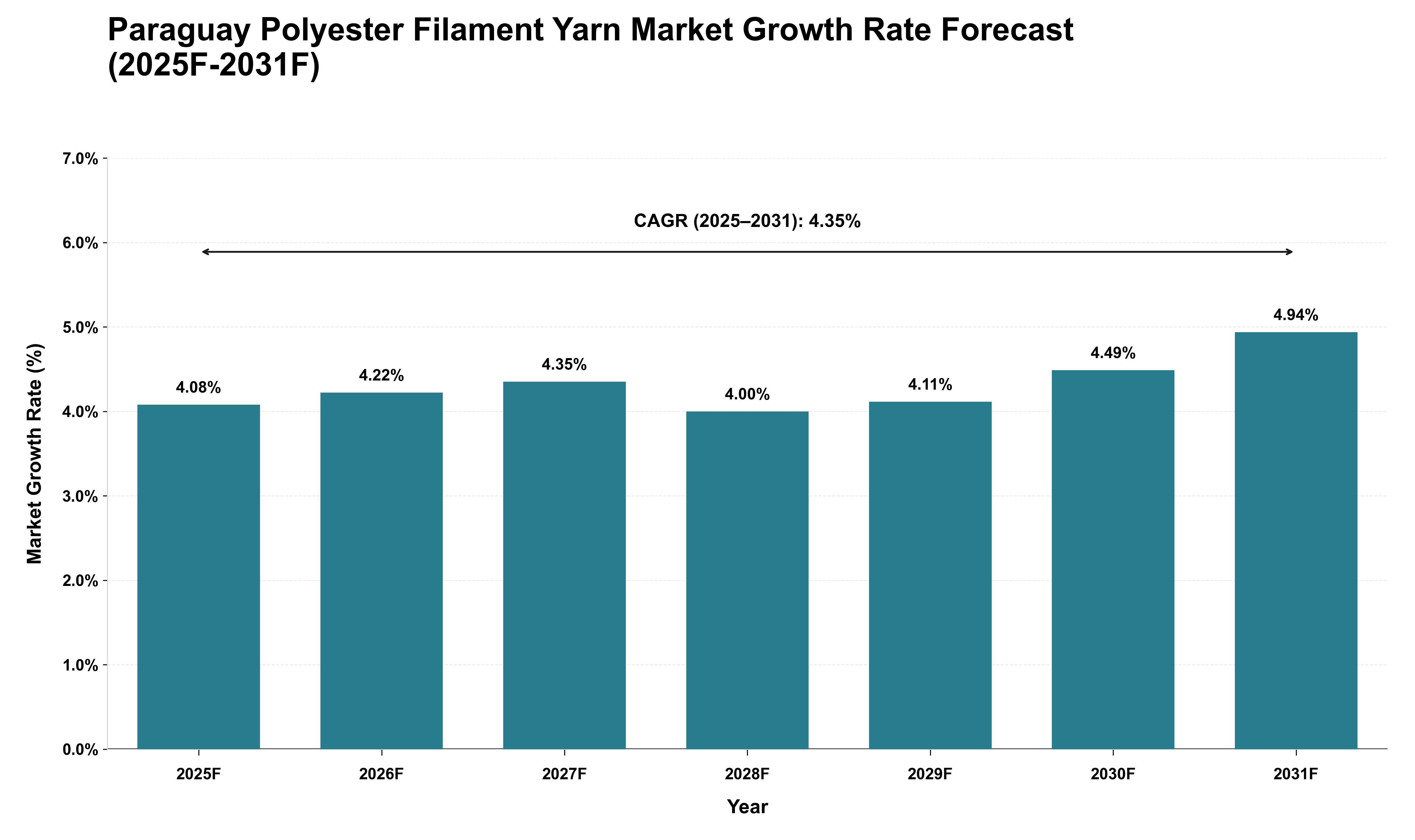Paraguay Polyester Filament Yarn Market Growth Rate Analysis (2025 - 2031)