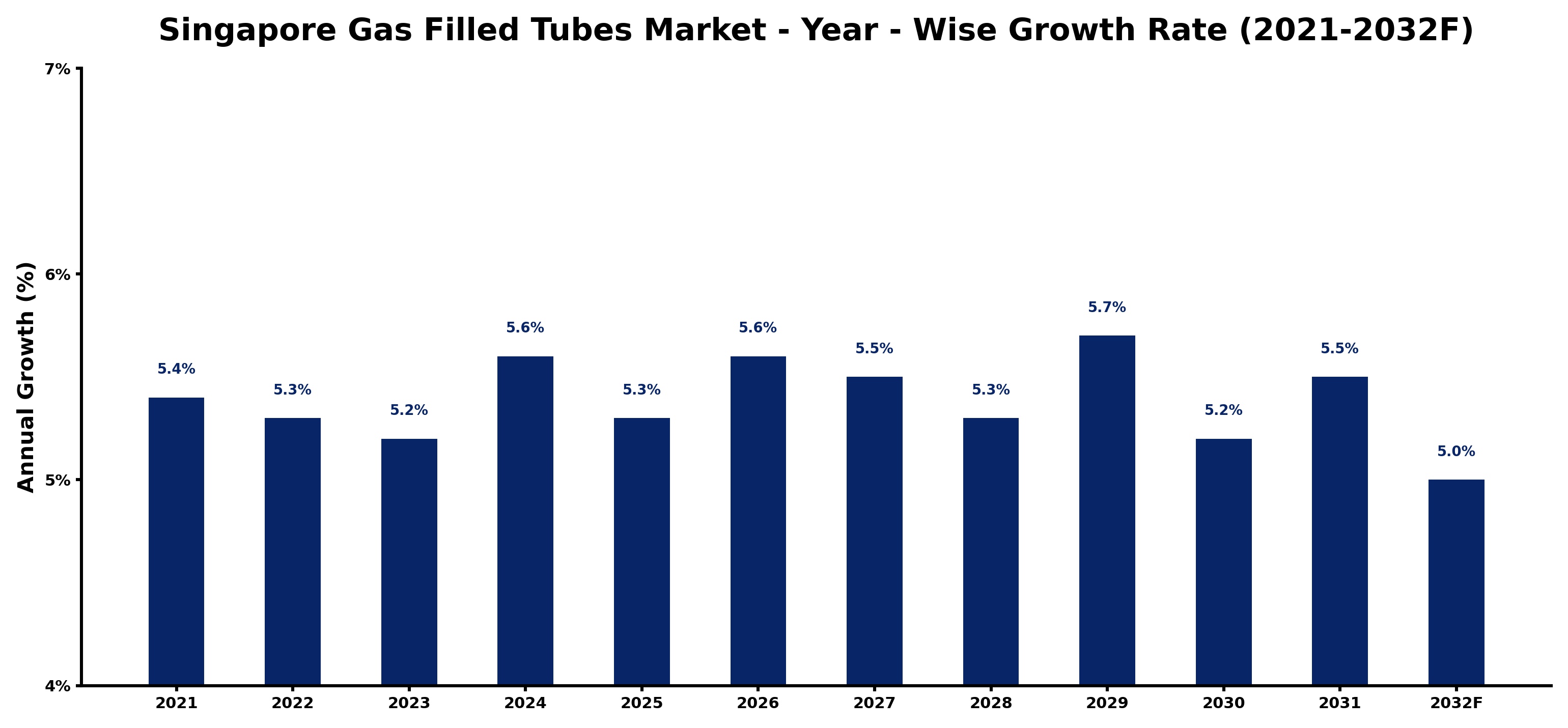 Singapore Gas Filled Tubes Market Year-wise Growth Rate and Key Drivers