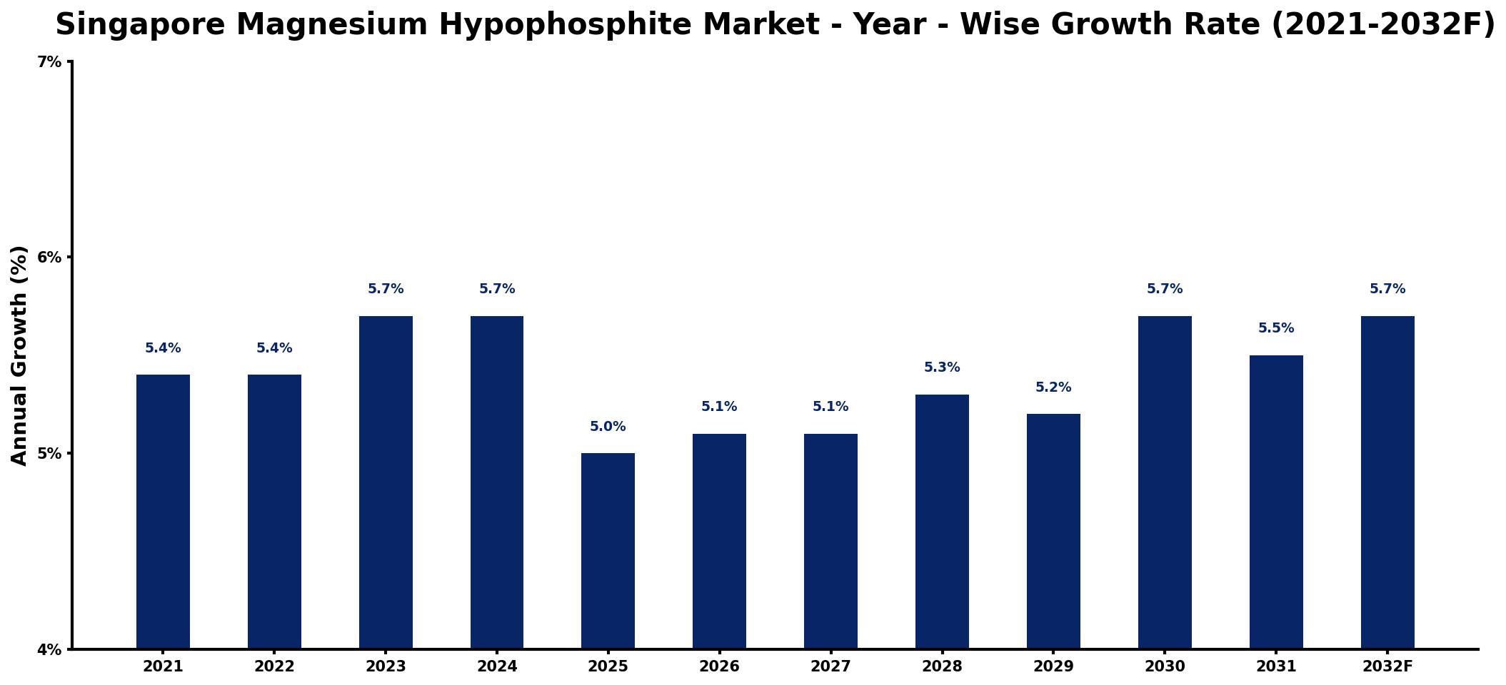 Singapore Magnesium Hypophosphite Market Year-wise Growth Rate and Key Drivers