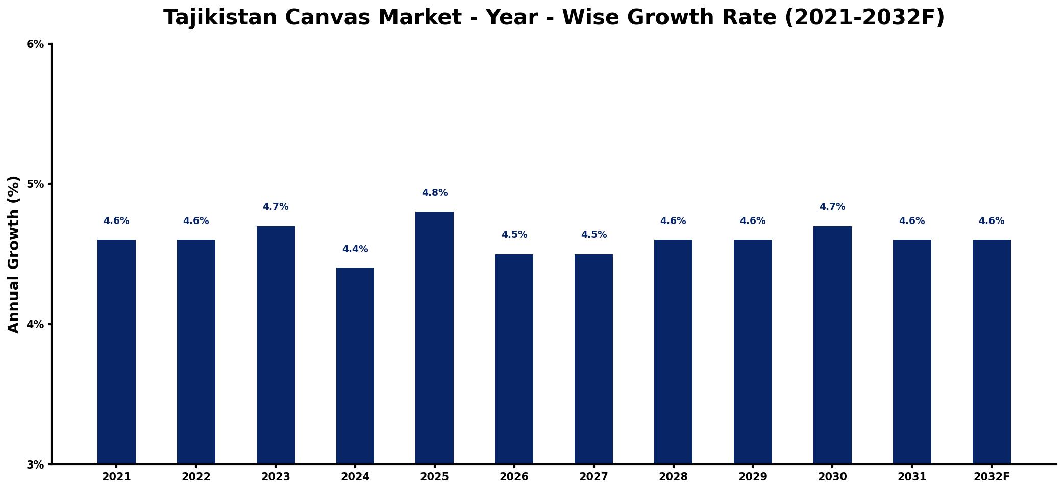 Tajikistan Canvas Market Year-wise Growth Rate and Key Drivers