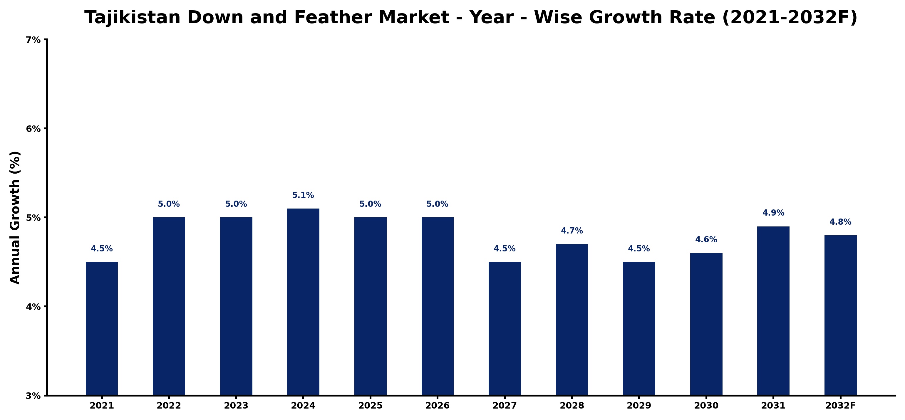 Tajikistan Down and Feather Market Year-wise Growth Rate and Key Drivers