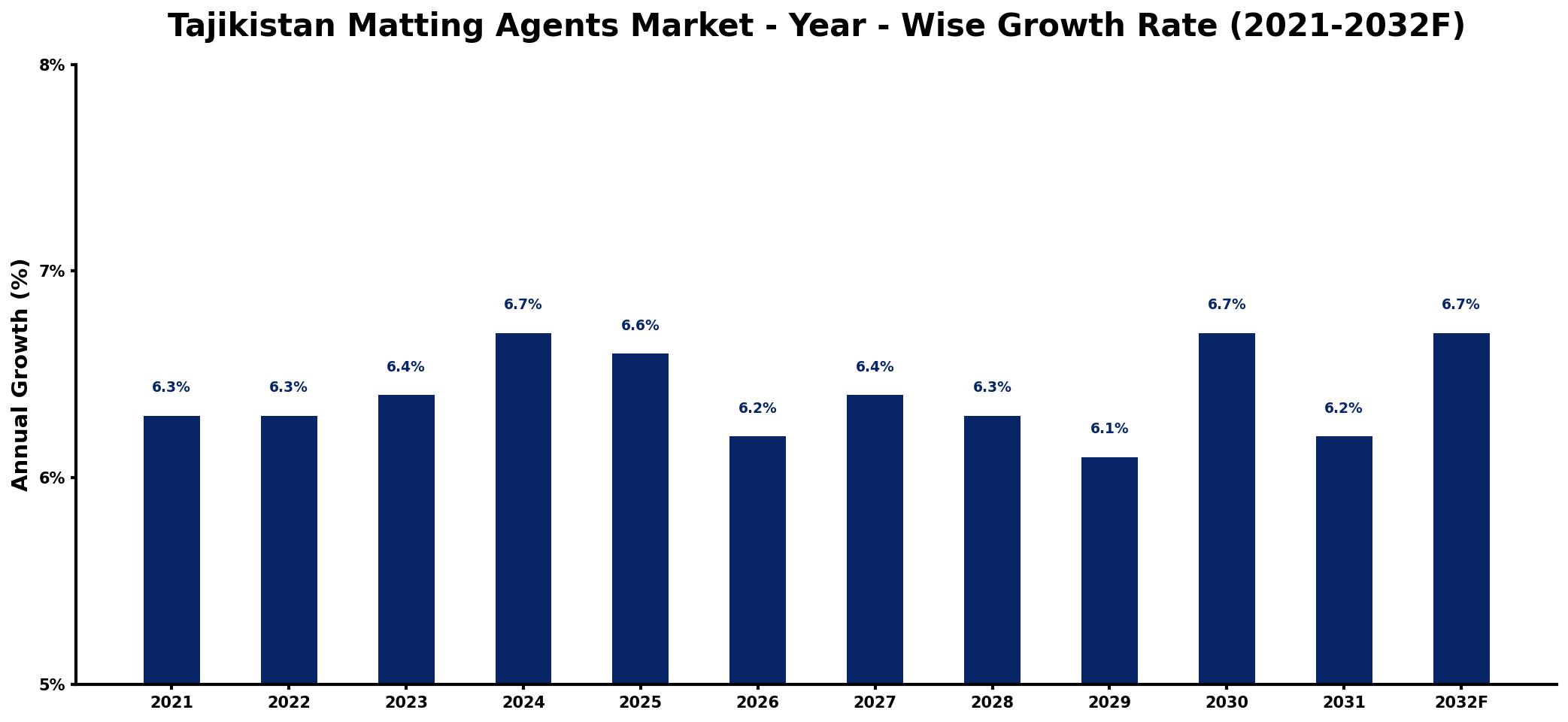 Tajikistan Matting Agents Market Year-wise Growth Rate and Key Drivers