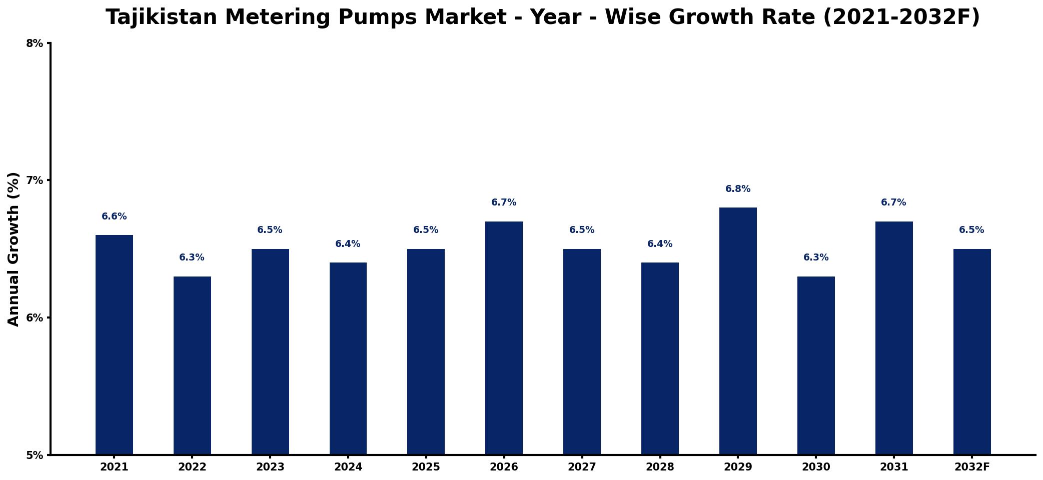 Tajikistan Metering Pumps Market Year-wise Growth Rate and Key Drivers