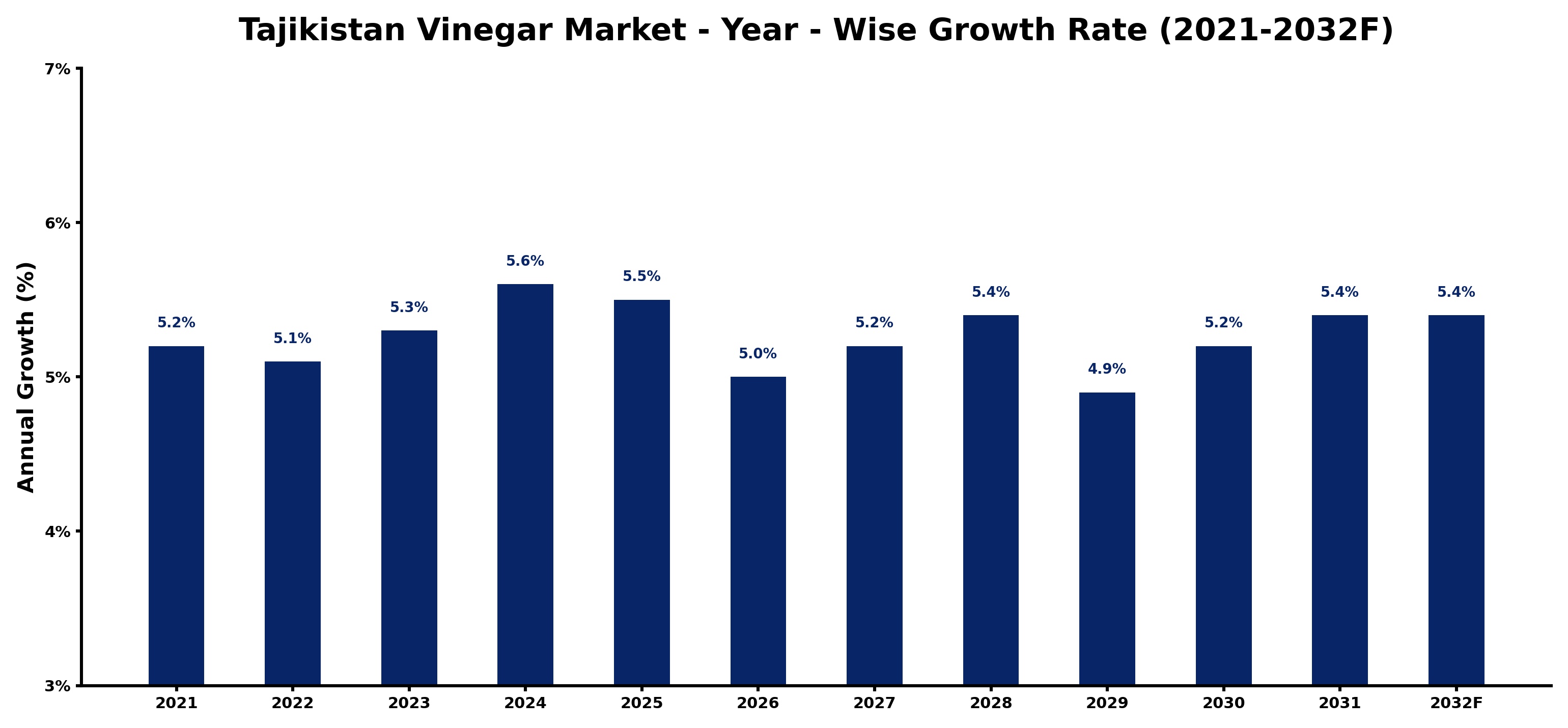 Tajikistan Vinegar Market Year-wise Growth Rate and Key Drivers