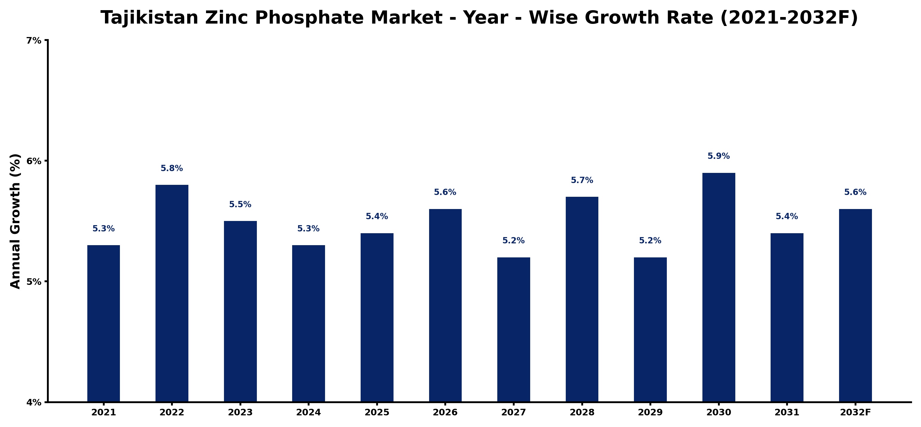 Tajikistan Zinc Phosphate Market Year-wise Growth Rate and Key Drivers