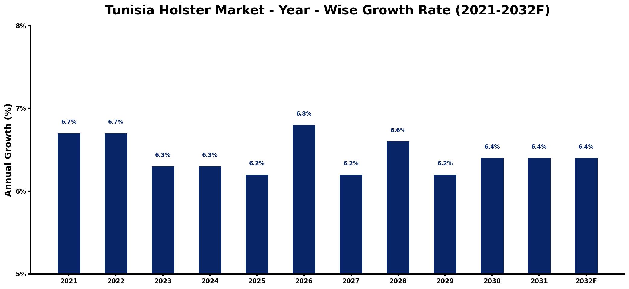 Tunisia Holster Market Year-wise Growth Rate and Key Drivers