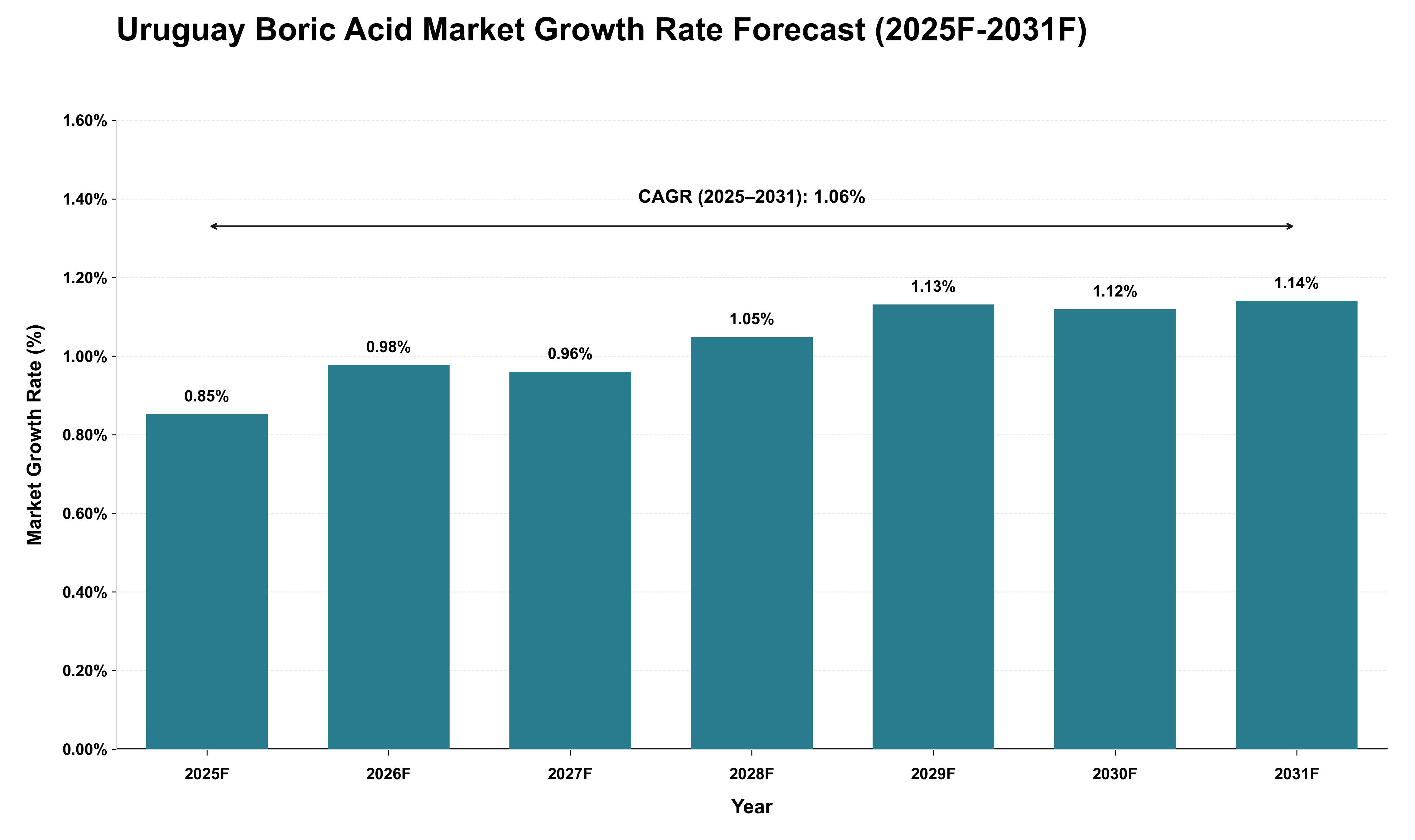 Uruguay Boric Acid Market Growth Rate Analysis (2025 - 2031)