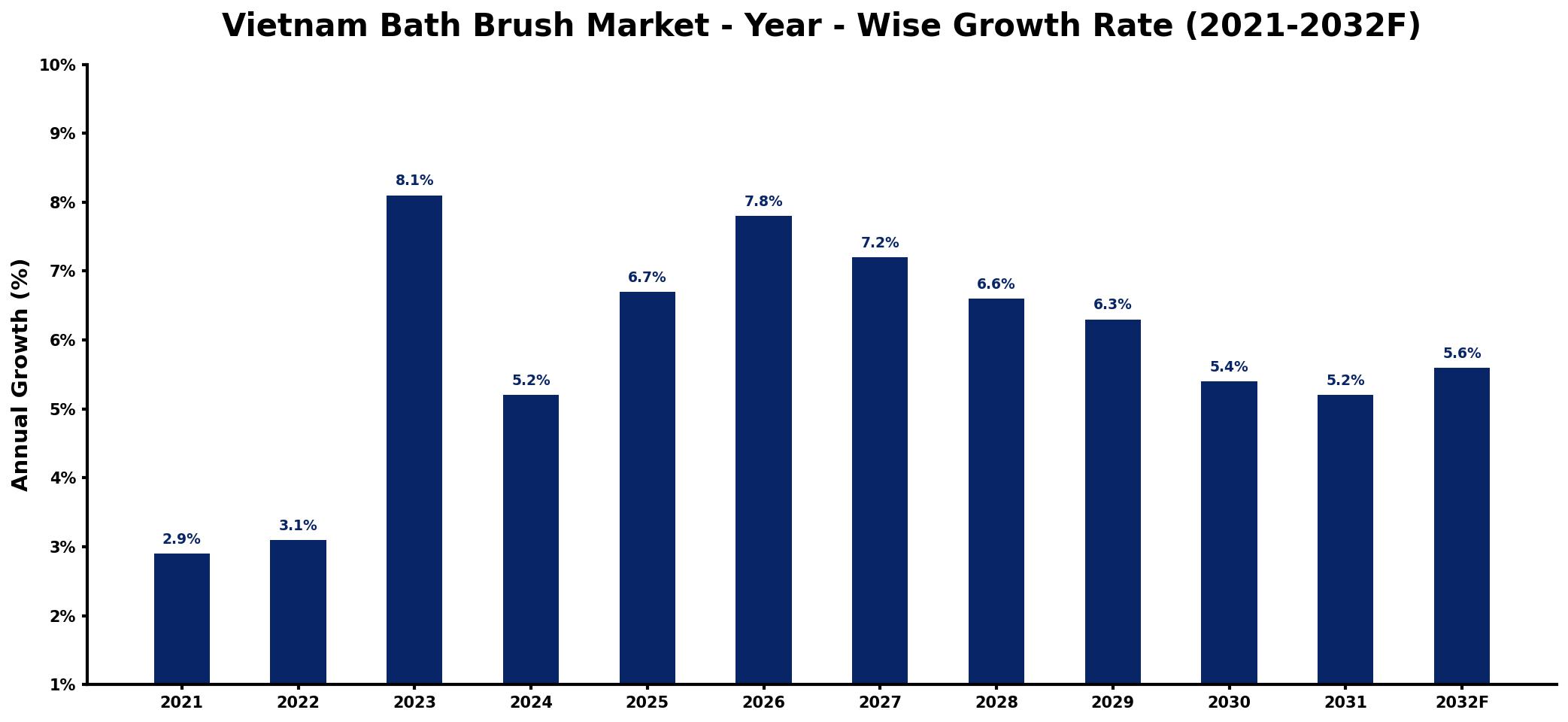 Vietnam Bath Brush Market Year-wise Growth Rate and Key Drivers