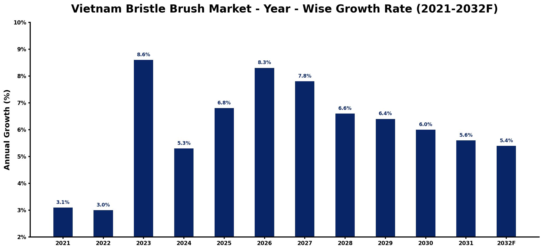Vietnam Bristle Brush Market Year-wise Growth Rate and Key Drivers