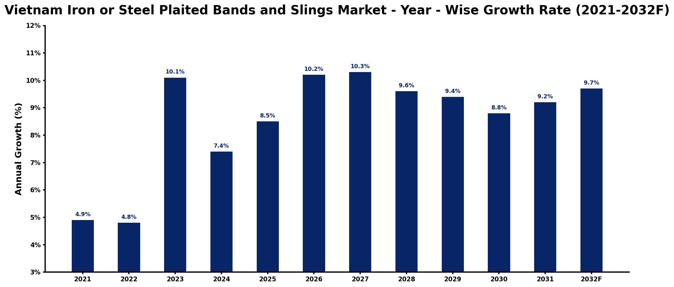 Vietnam Iron or Steel Plaited Bands and Slings Market Year-wise Growth Rate and Key Drivers