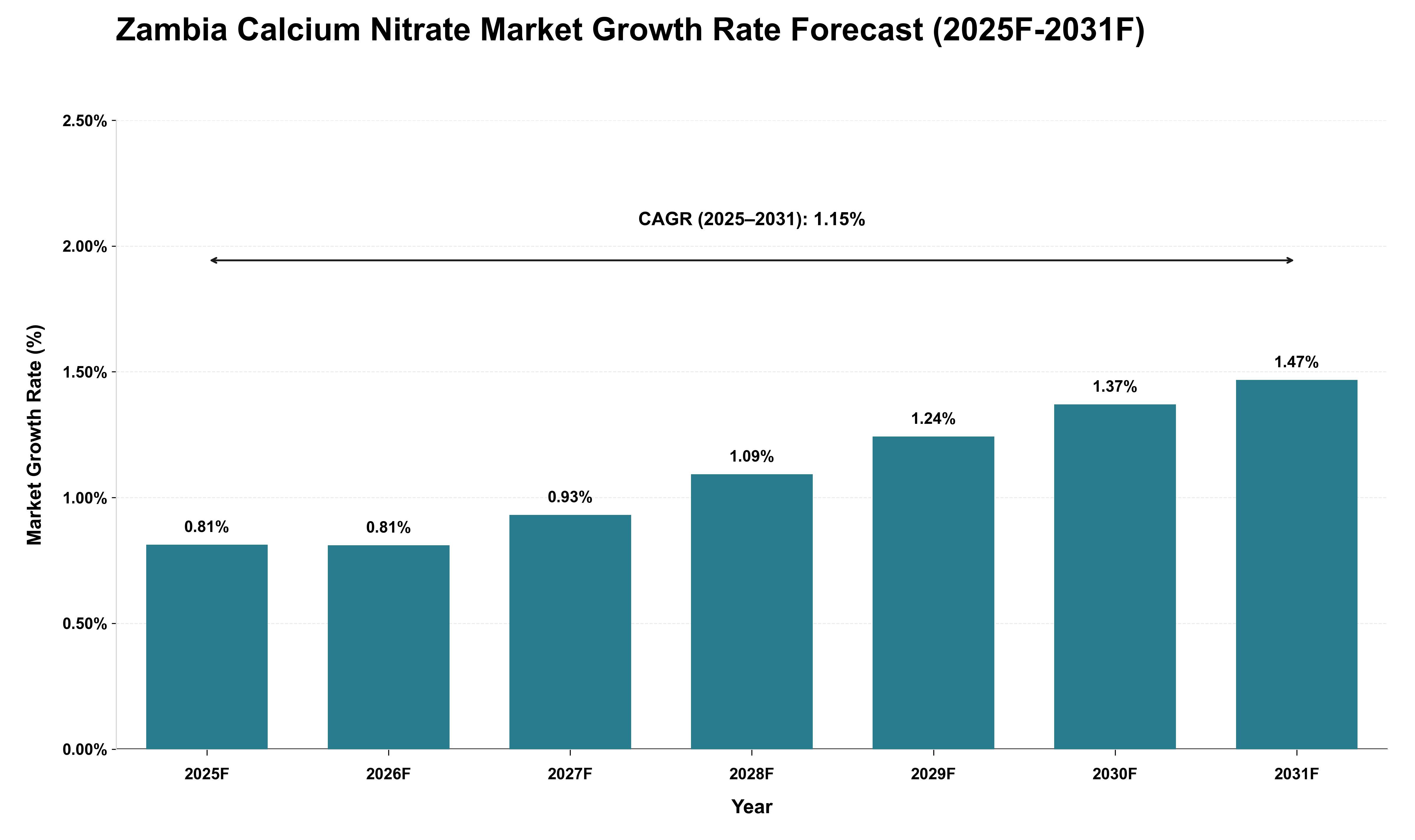Zambia Calcium Nitrate Market Growth Rate Analysis (2025 - 2031)