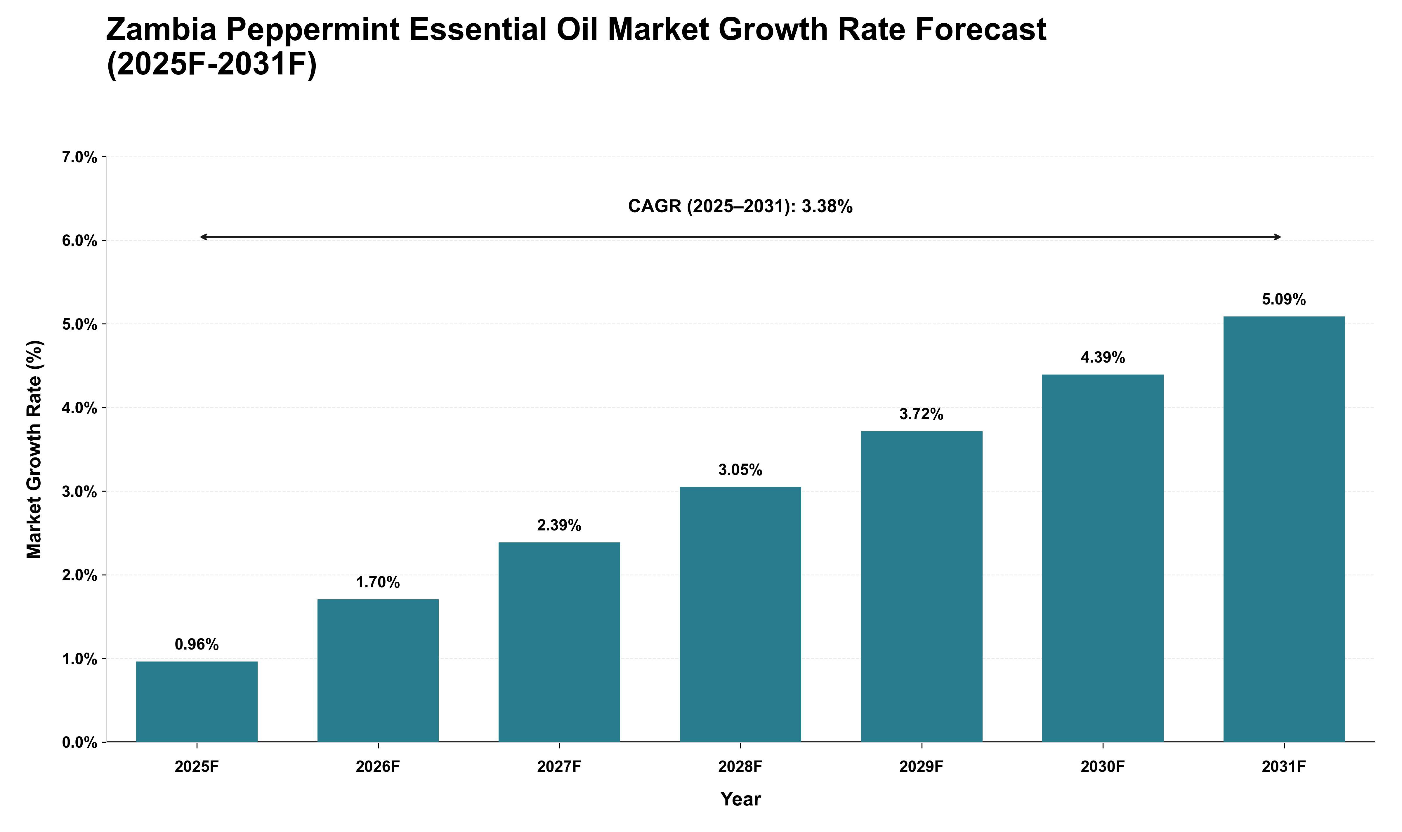 Zambia Peppermint Essential Oil Market Growth Rate Analysis (2025 - 2031)