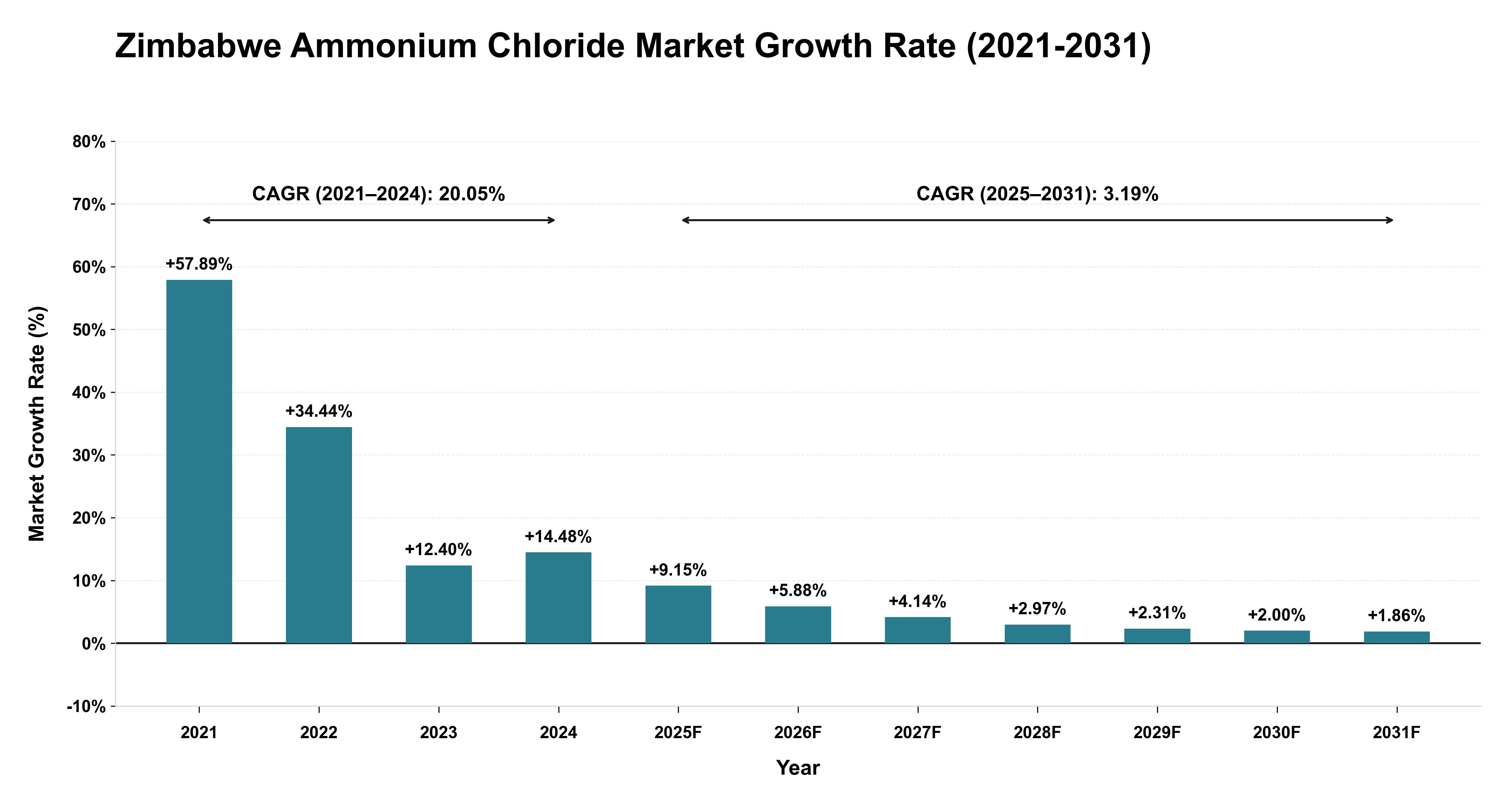 Zimbabwe Ammonium Chloride Market Growth Rate Analysis (2021-2031)