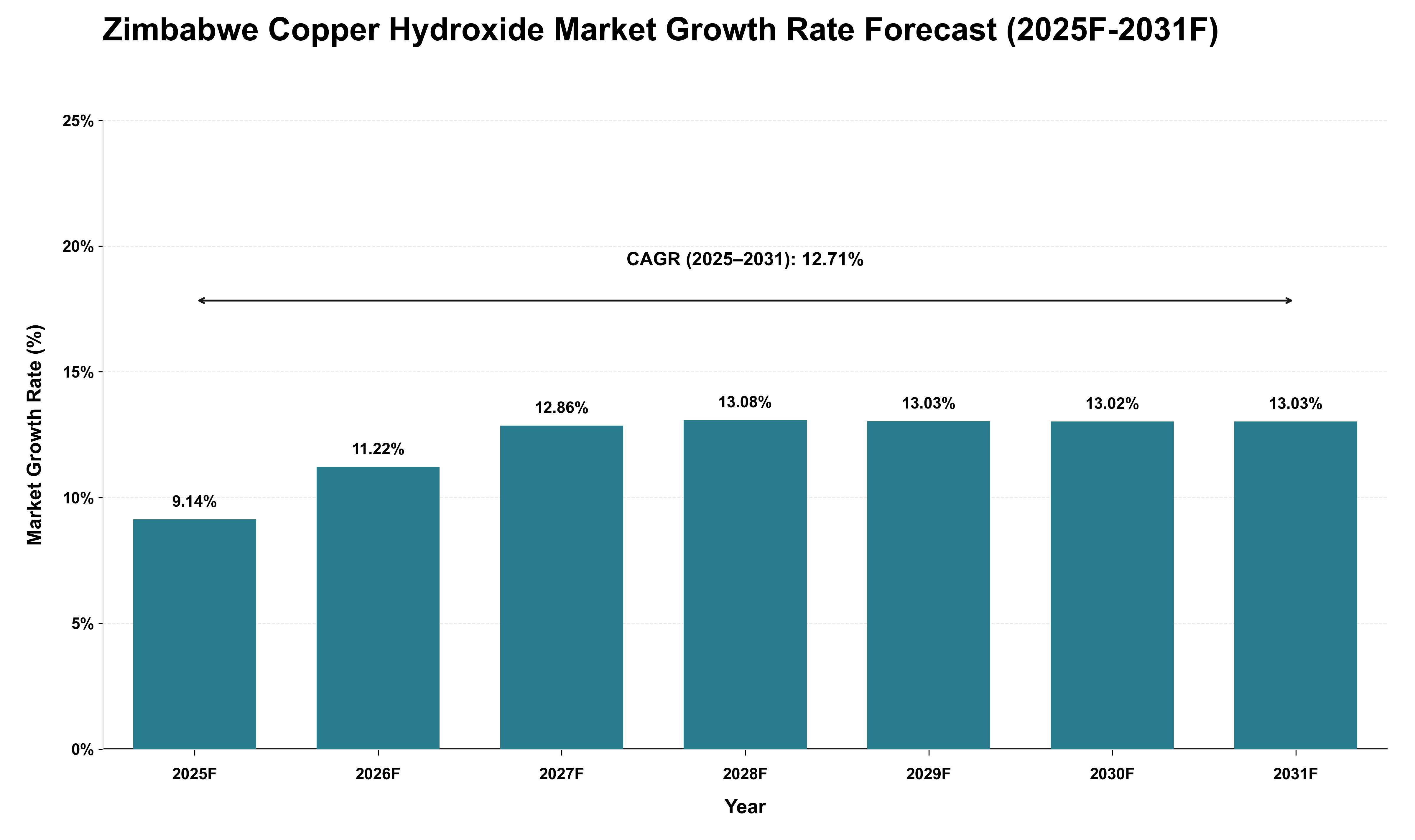 Zimbabwe Copper Hydroxide Market Growth Rate Analysis (2025 - 2031)