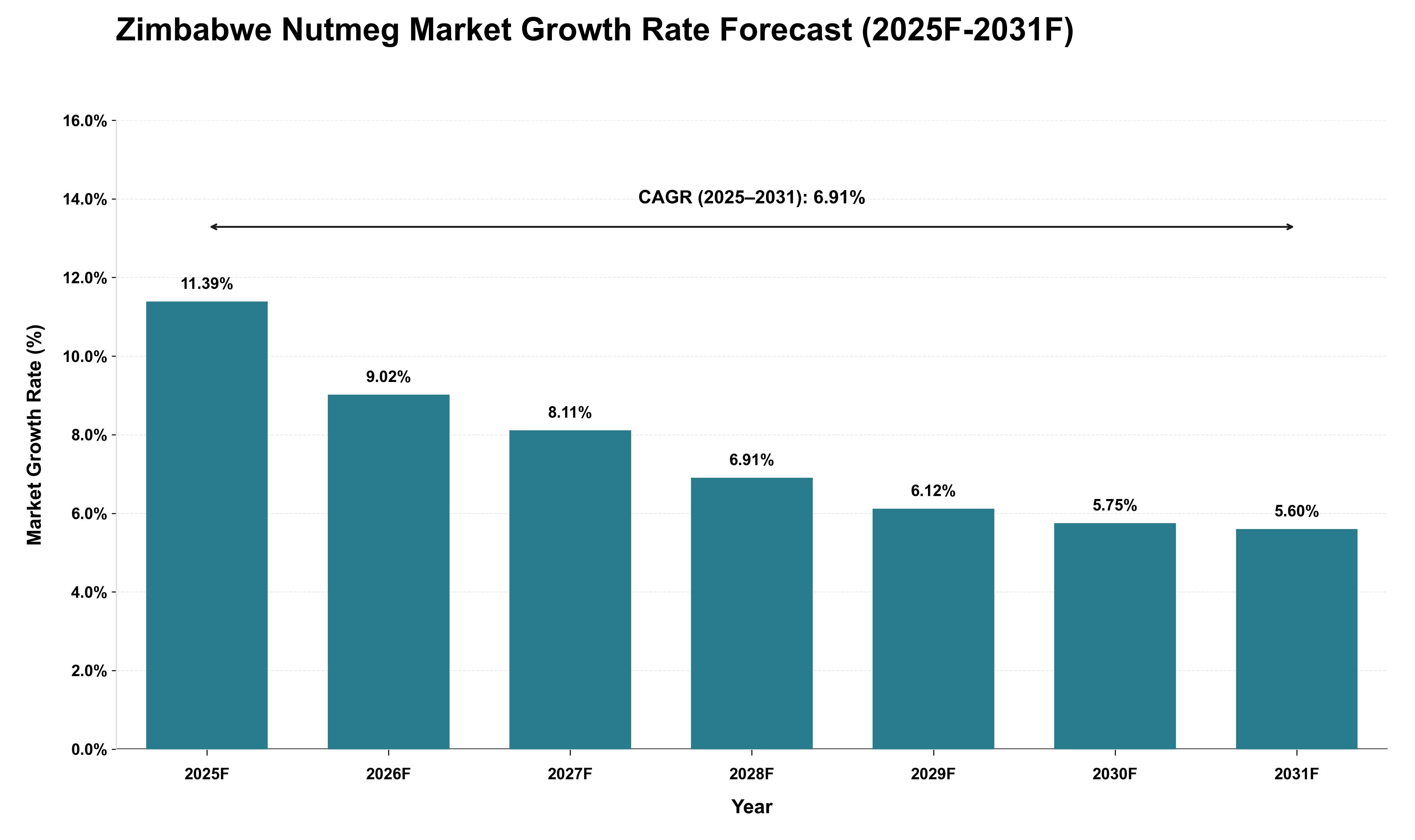 Zimbabwe Nutmeg Market Growth Rate Analysis (2025 - 2031)