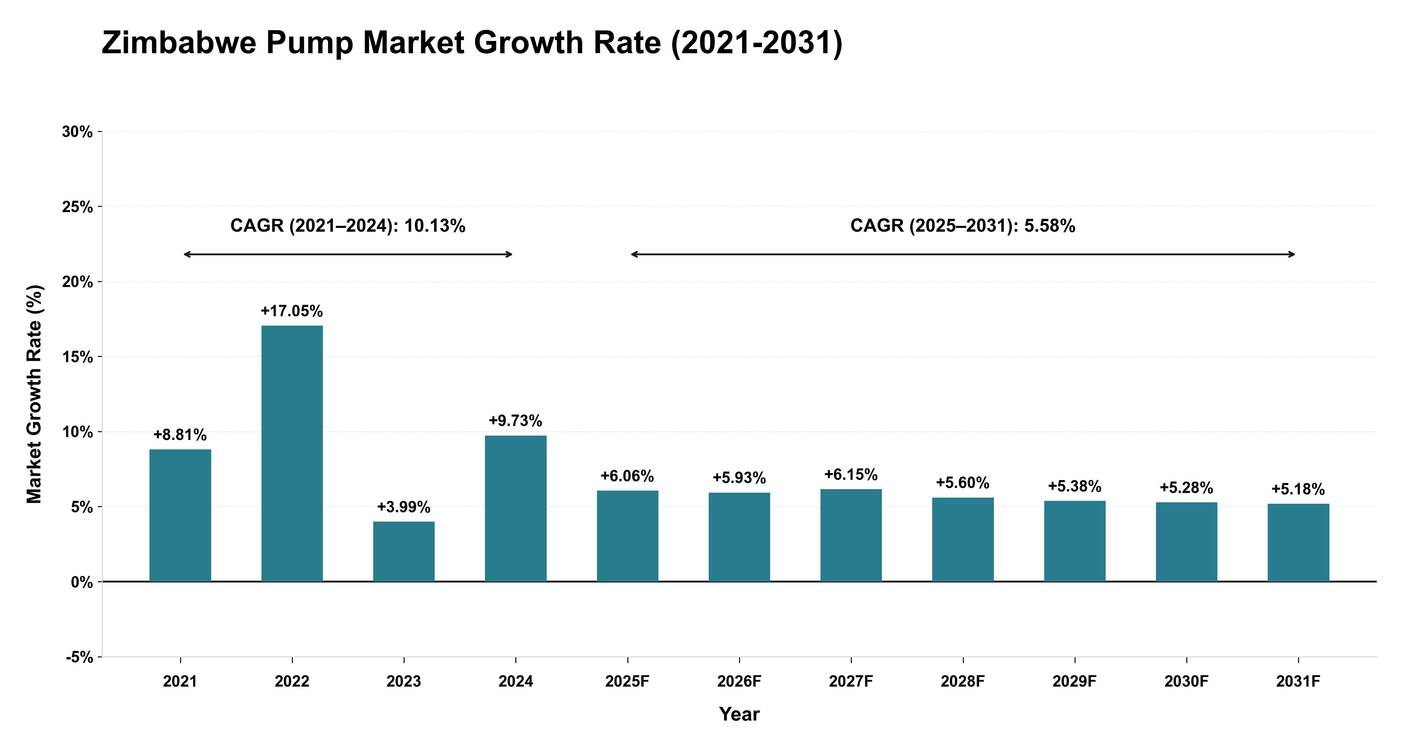 Zimbabwe Pump Market Growth Rate Analysis (2021-2031)